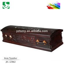 Antique carved patterns glossy wooden purple casket